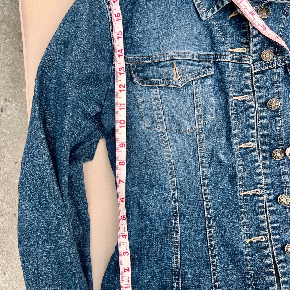 Denim Button-Up Jacket Size M - image 4